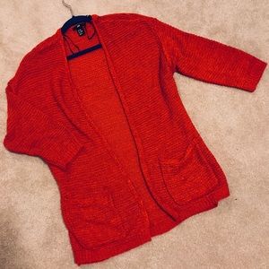 H&M RED OVERSIZED CARDIGAN